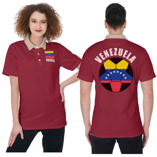 Venezuela Unisex Football Fan Polo Shirt Front and Back