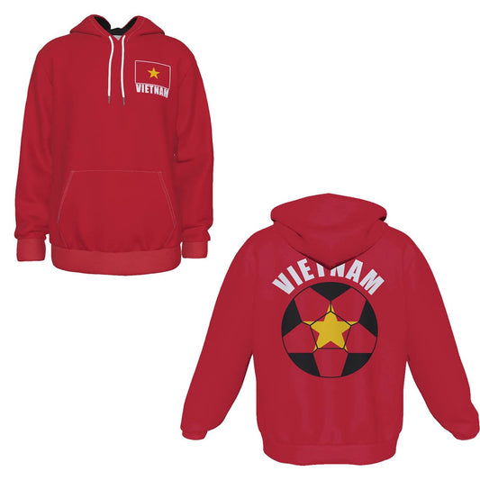 Vietnam Unisex Football Fan Pullover Hoodie Front and Back