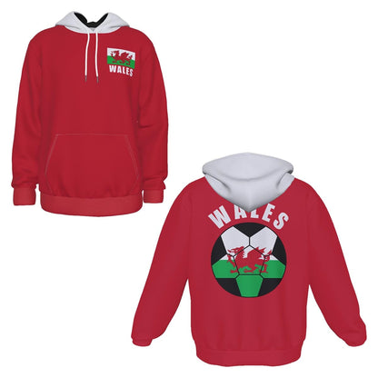 Wales Unisex Football Fan Pullover Hoodie Front and Back