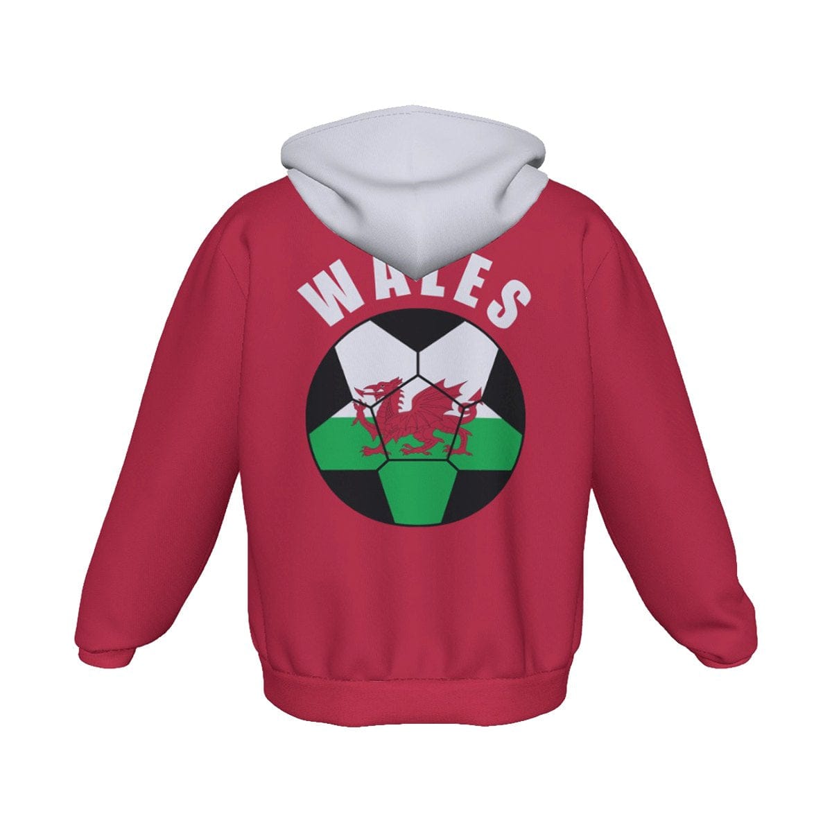 Wales Unisex Football Fan Zip Hoodie Back