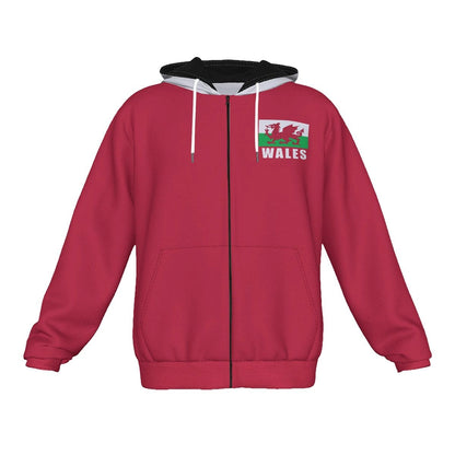 Wales Unisex Football Fan Zip Hoodie Front