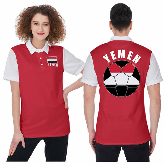 Yemen Unisex Football Fan Polo Shirt Front and Back