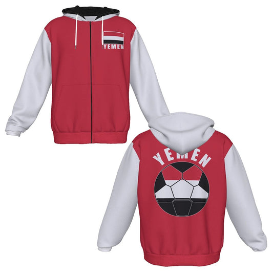 Yemen Unisex Football Fan Zip Hoodie Front and Back