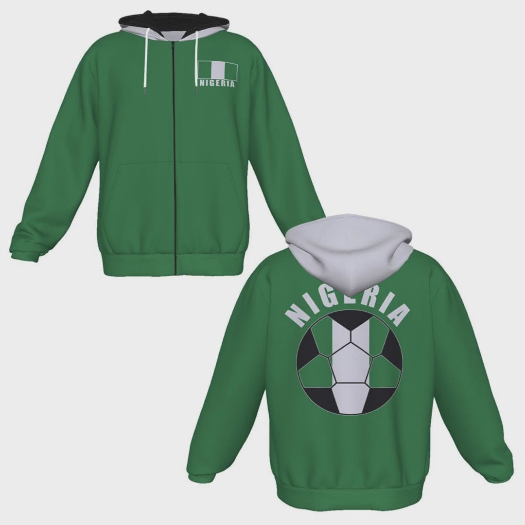 Nigeria Unisex Football Fan Zip Hoodie Video