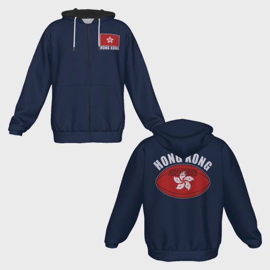 Hong Kong Unisex Rugby Fan Zip Hoodie Videok