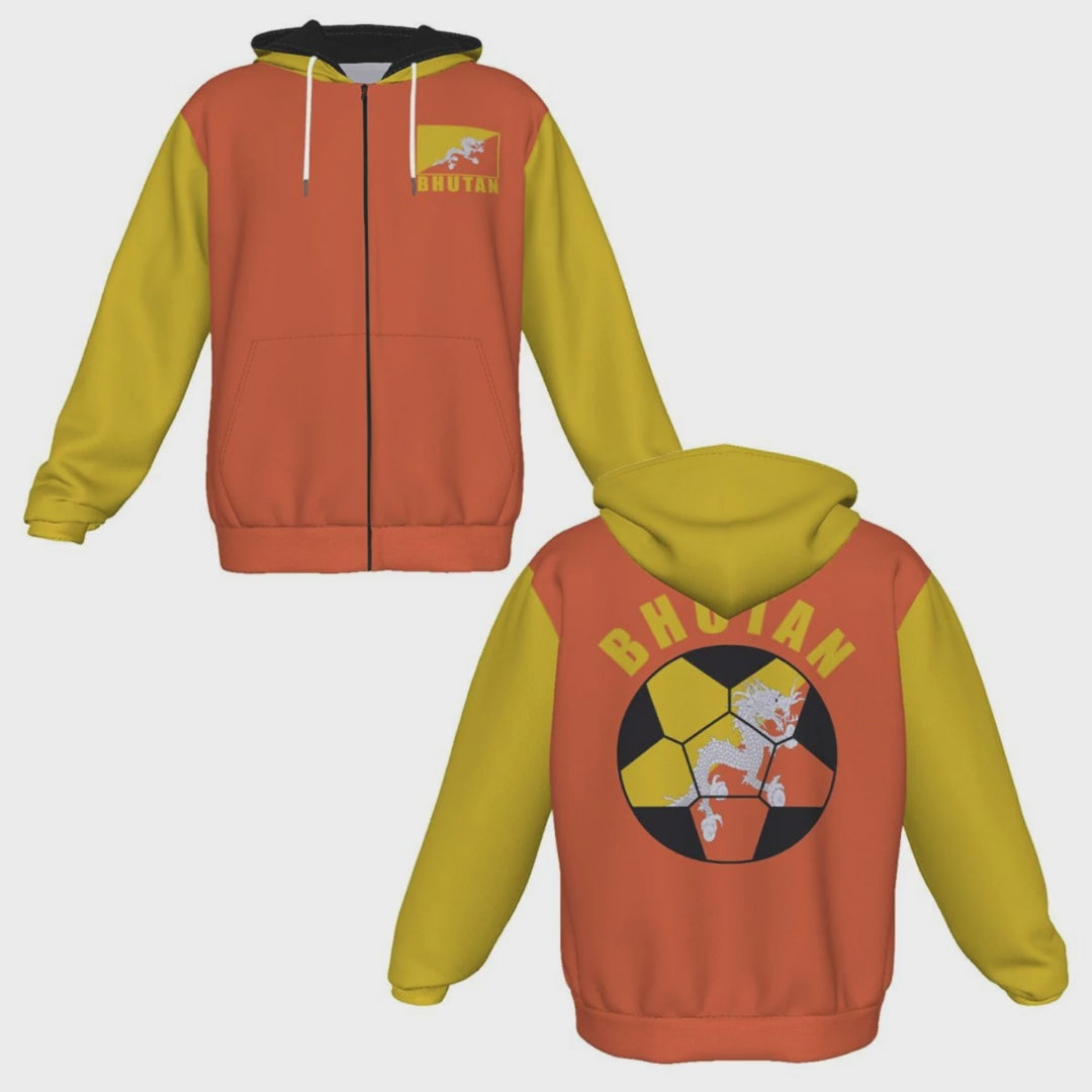 Bhutan Unisex Football Fan Zip Hoodie Video