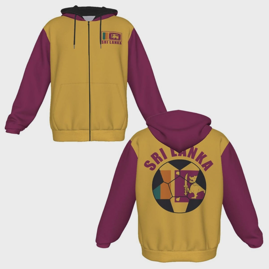 Sri Lanka Unisex Football Fan Zip Hoodie Video