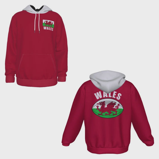 Wales Unisex Rugby Fan Pullover Hoodie Video