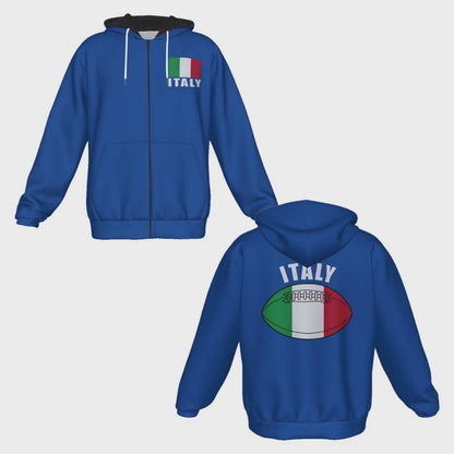 Italy Unisex Rugby Fan Zip Hoodie Videok