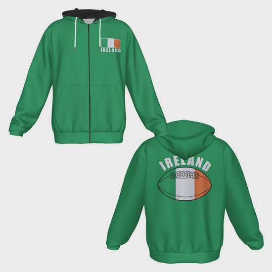 Ireland Unisex Rugby Fan Zip Hoodie Video