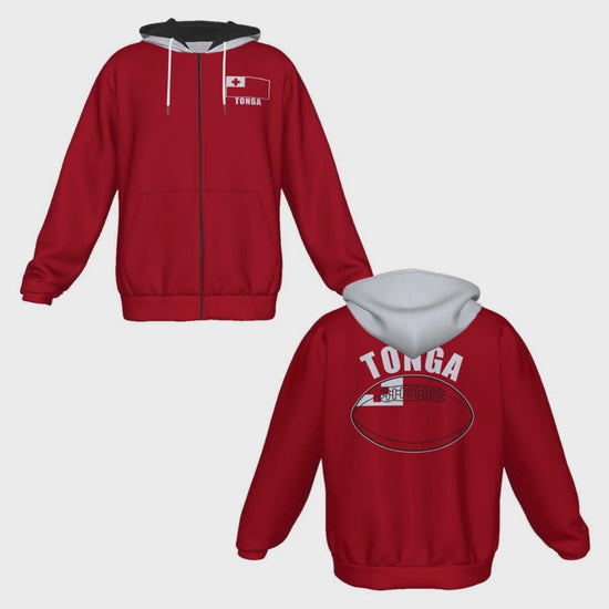 Tonga Unisex Rugby Fan Zip Hoodie Video