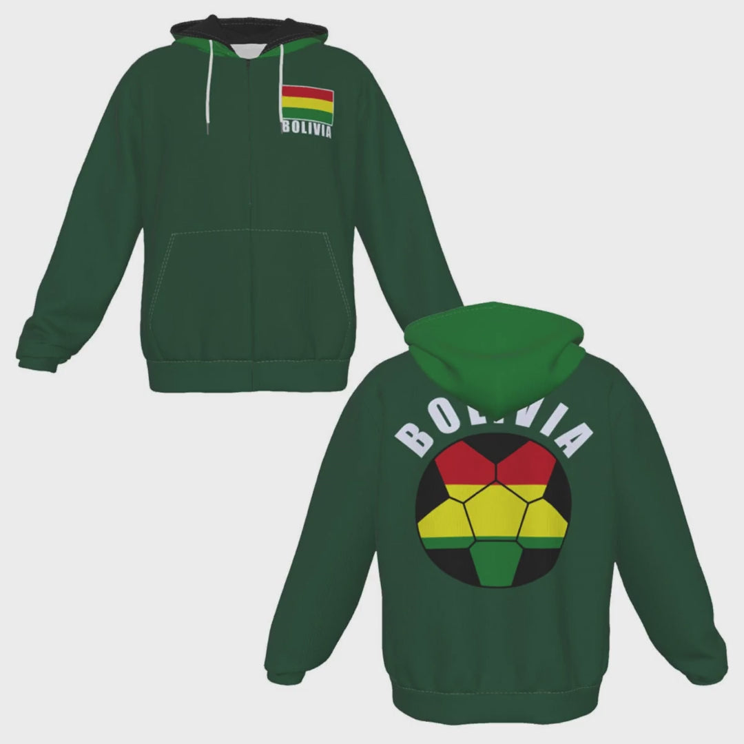 Bolivia Unisex Football Fan Zip Hoodie Video