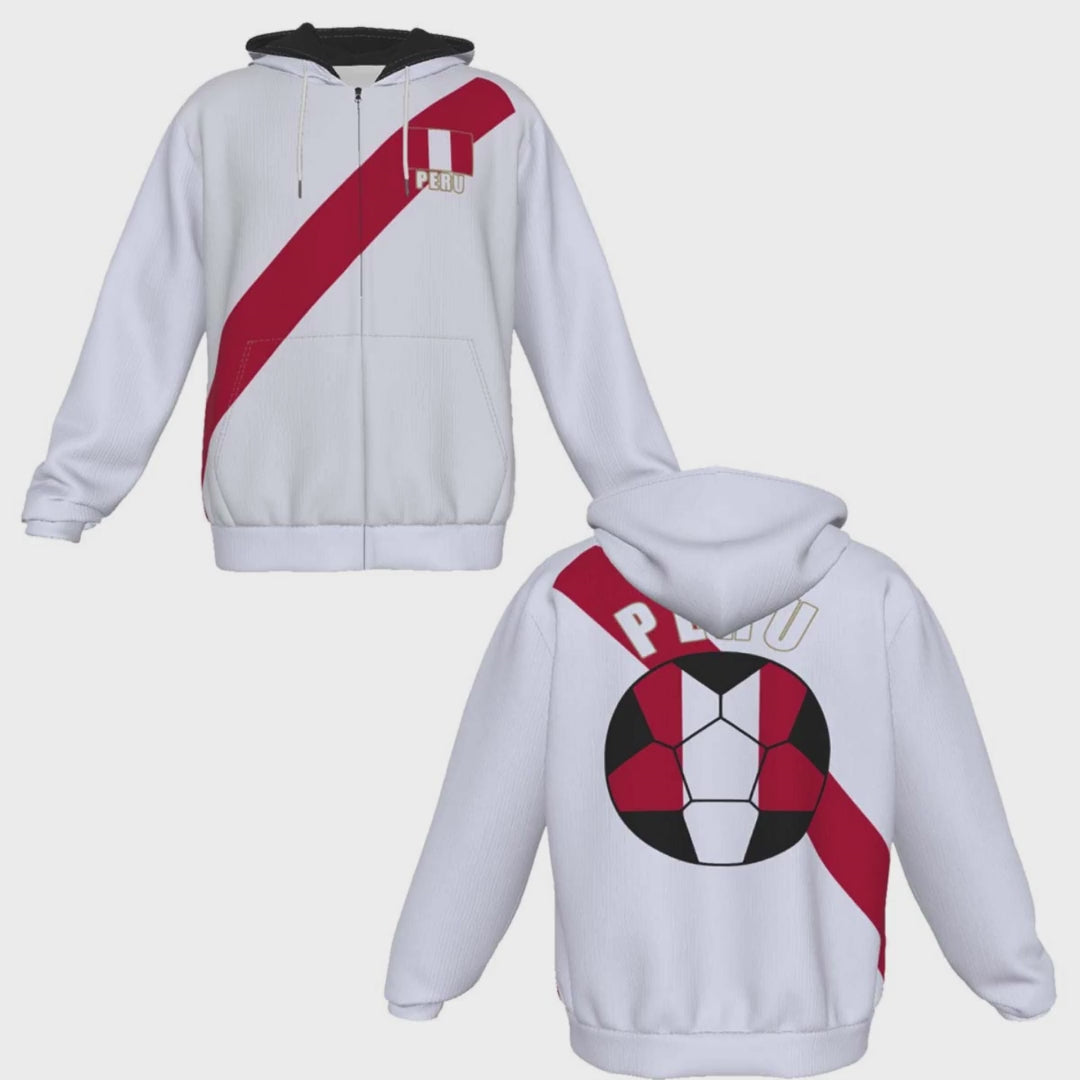 Peru Unisex Football Fan Zip Hoodie Video