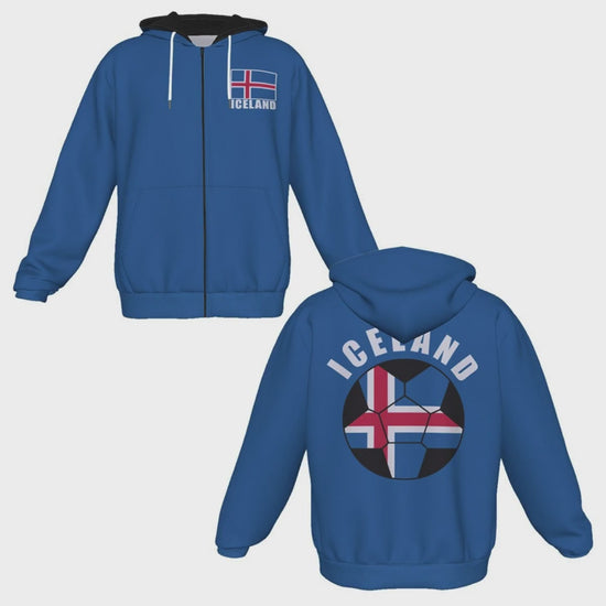 Iceland Unisex Football Fan Zip Hoodie Video