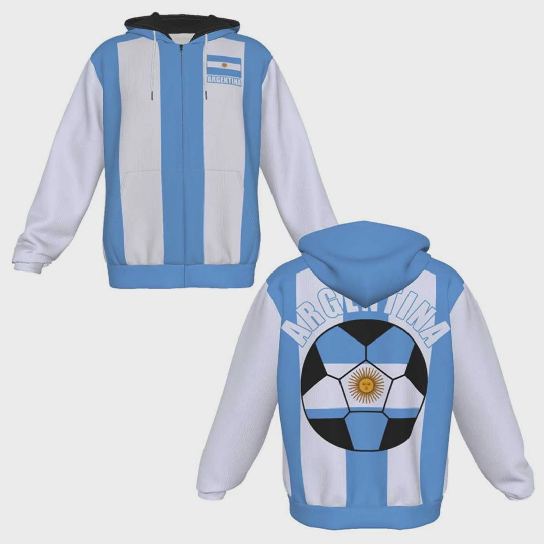 Argentina Unisex Football Fan Zip Hoodie Video