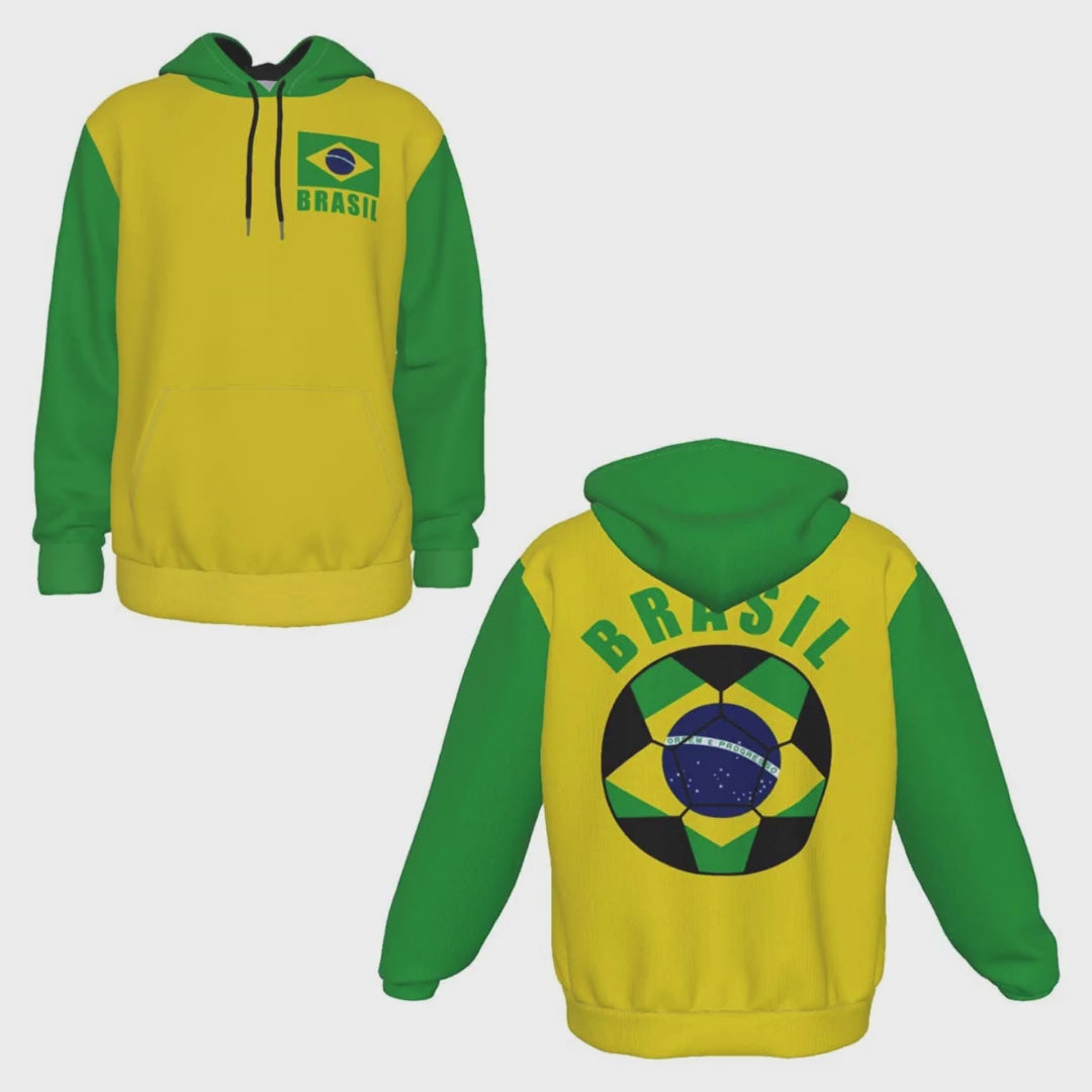 Brasil Unisex Football Fan Pullover Hoodie Video