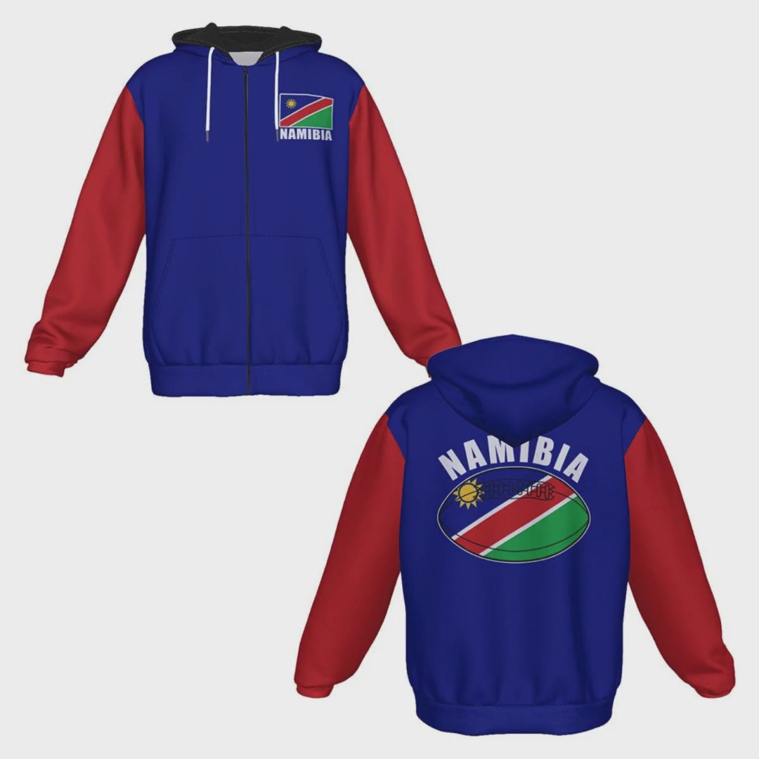 Namibia Unisex Rugby Fan Zip Hoodie Video