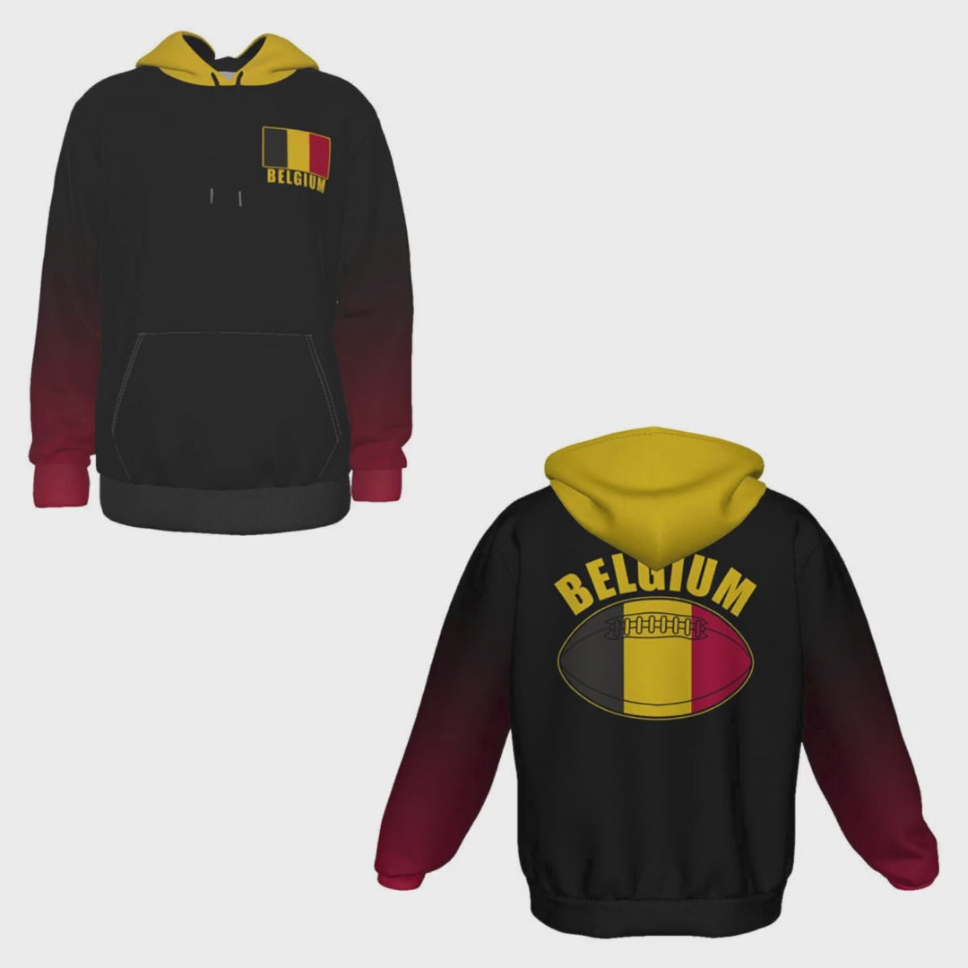 Belgium Unisex Rugby Fan Pullover Hoodie Video