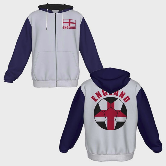 England Unisex Football Fan Zip Hoodie Video