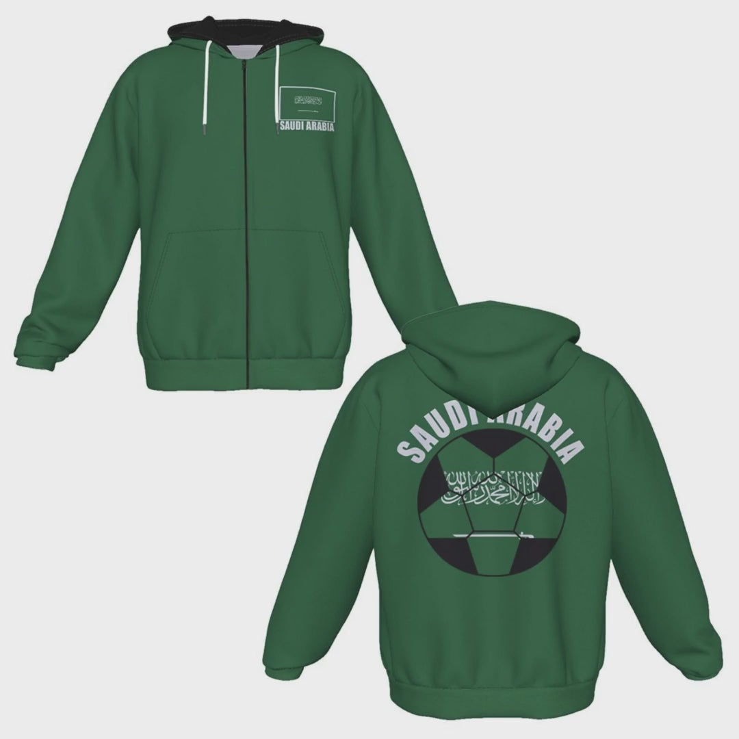 Saudi Arabia Unisex Football Fan Zip Hoodie Video