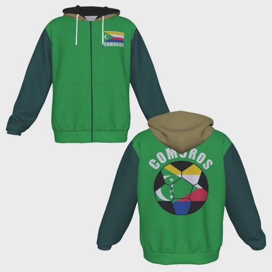 Comoros Unisex Football Fan Zip Hoodie Video