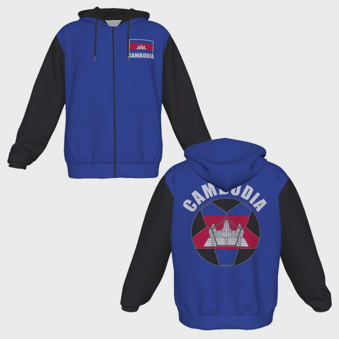 Cambodia Unisex Football Fan Zip Hoodie Video