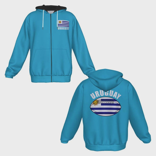 Uruguay Unisex Rugby Fan Zip Hoodie Video