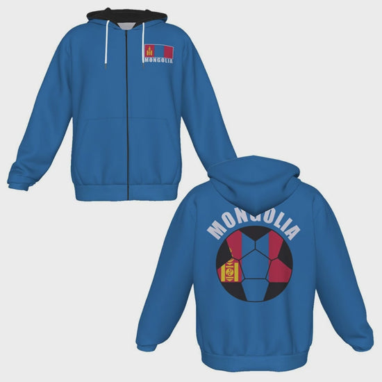 Mongolia Unisex Football Fan Zip Hoodie Video