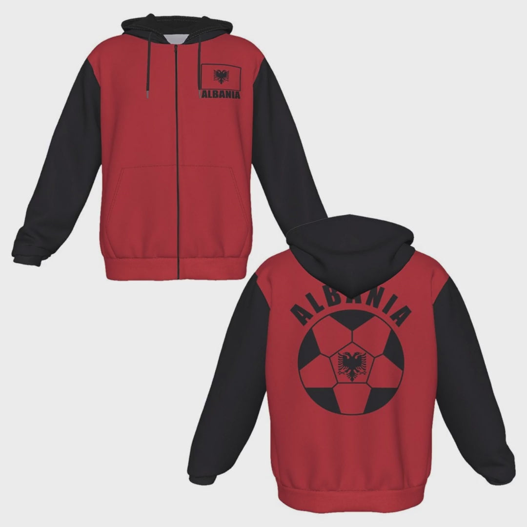 Albania Unisex Football Fan Zip Hoodie Video