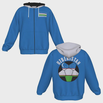 Uzbekistan Unisex Football Fan Zip Hoodie Video