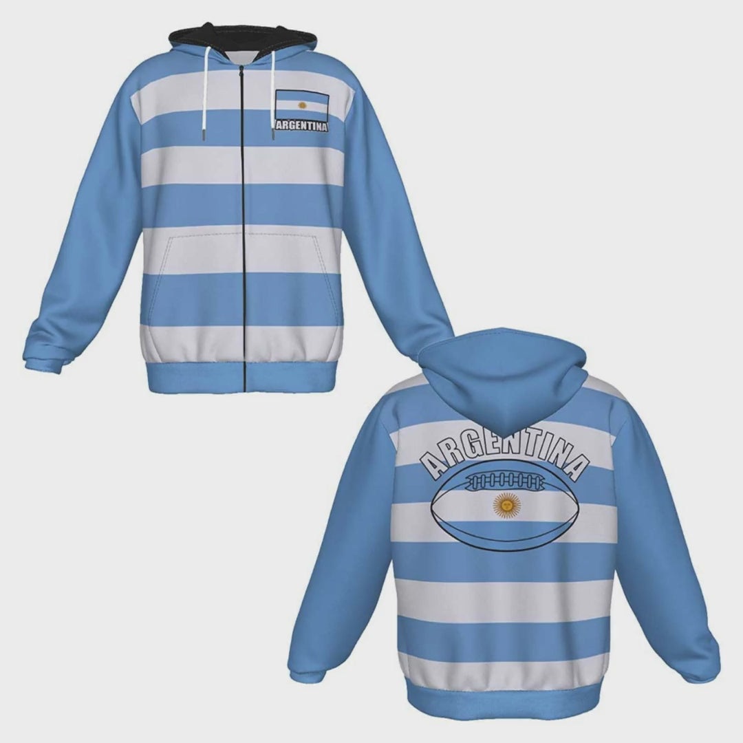 Argentina Unisex Rugby Fan Zip Hoodie Video