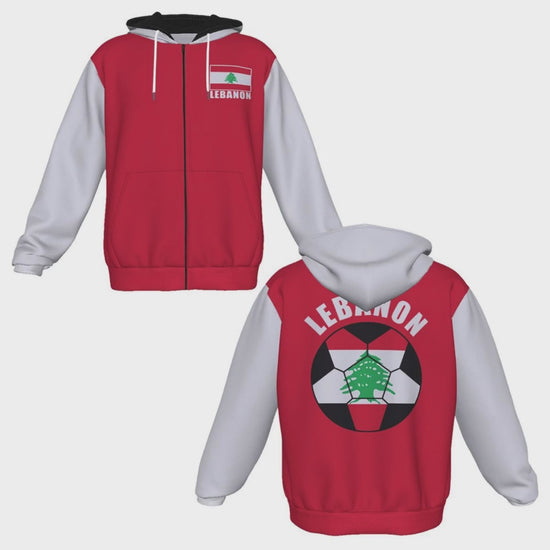 Lebanon Unisex Football Fan Zip Hoodie Video