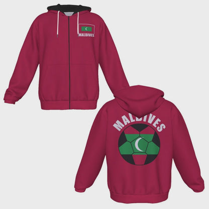 Maldives Unisex Football Fan Zip Hoodie Video