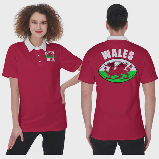 Wales Unisex Rugby Fan Polo Shirt Video