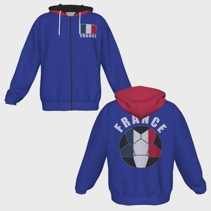 France Unisex Football Fan Zip Hoodie Video