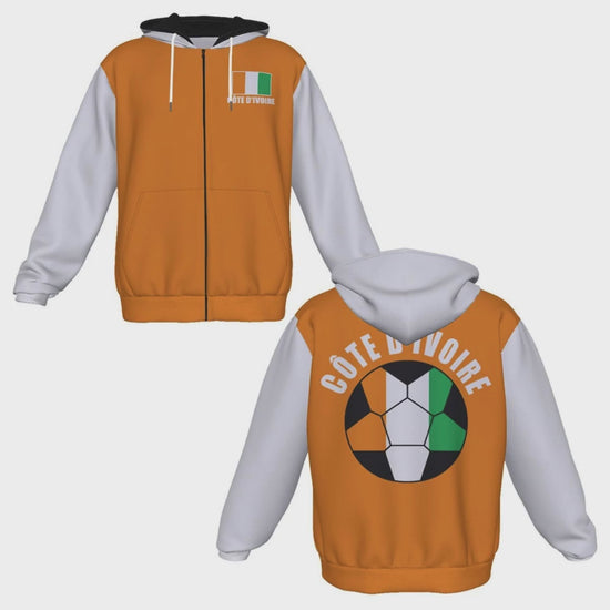 Côte D'ivoire (Ivory Coast) Unisex Football Fan Zip Hoodie Video