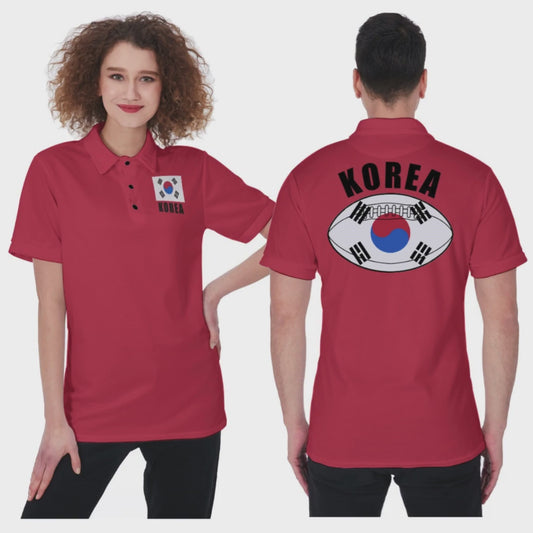 Korea Unisex Rugby Supporters Fan Polo Shirt