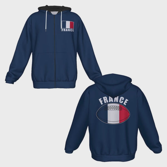 France Unisex Rugby Fan Zip Hoodie Video