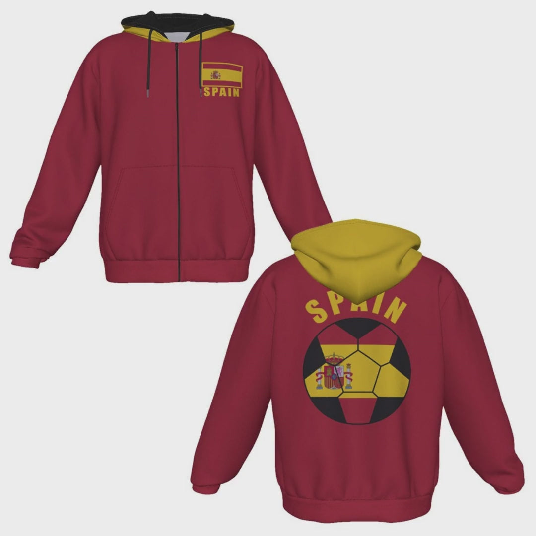 Spain Unisex Football Fan Zip Hoodie Video