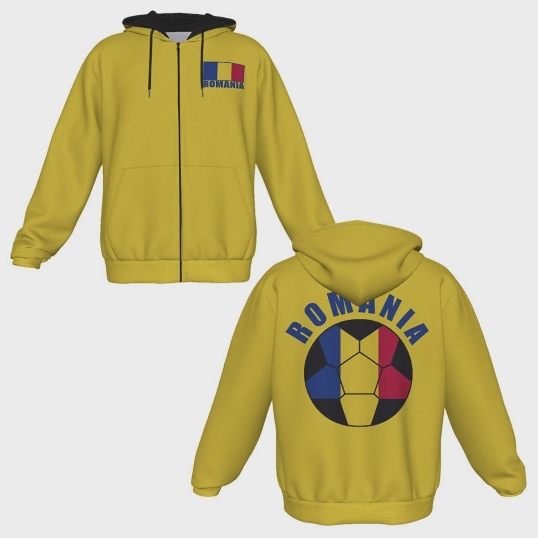 Romania Unisex Football Fan Zip Hoodie Video