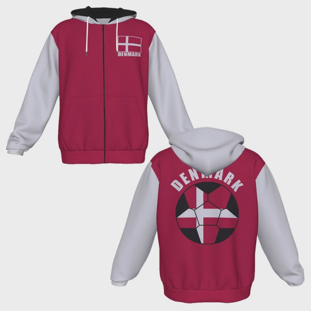 Denmark Unisex Football Fan Zip Hoodie Video