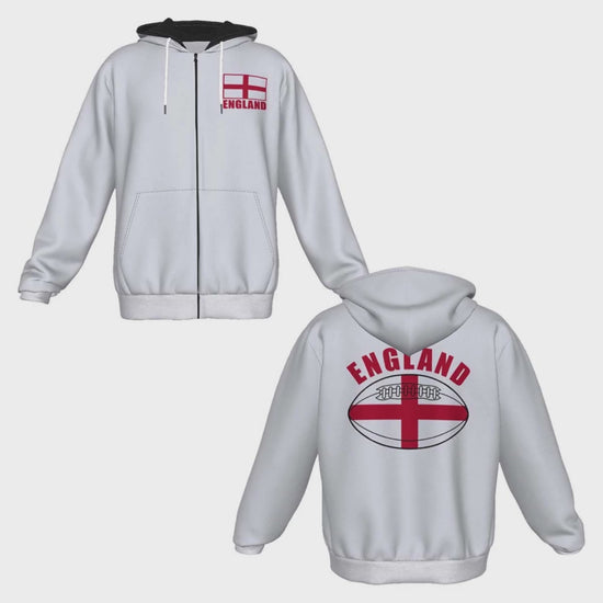 England Unisex Rugby Fan Zip Hoodie Video